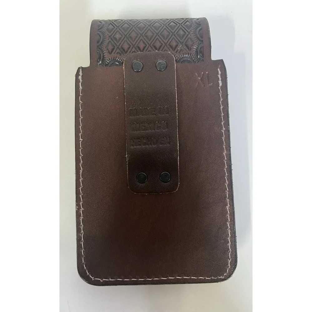 Western Cowhide Leather Western Phone Holder Grips From The Belt Color Brown